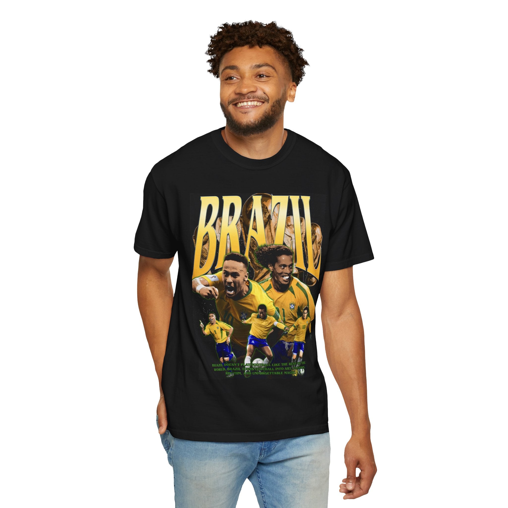 Brazil Soccer Team T‑Shirt — Vintage Neymar & Pele Football Graphic