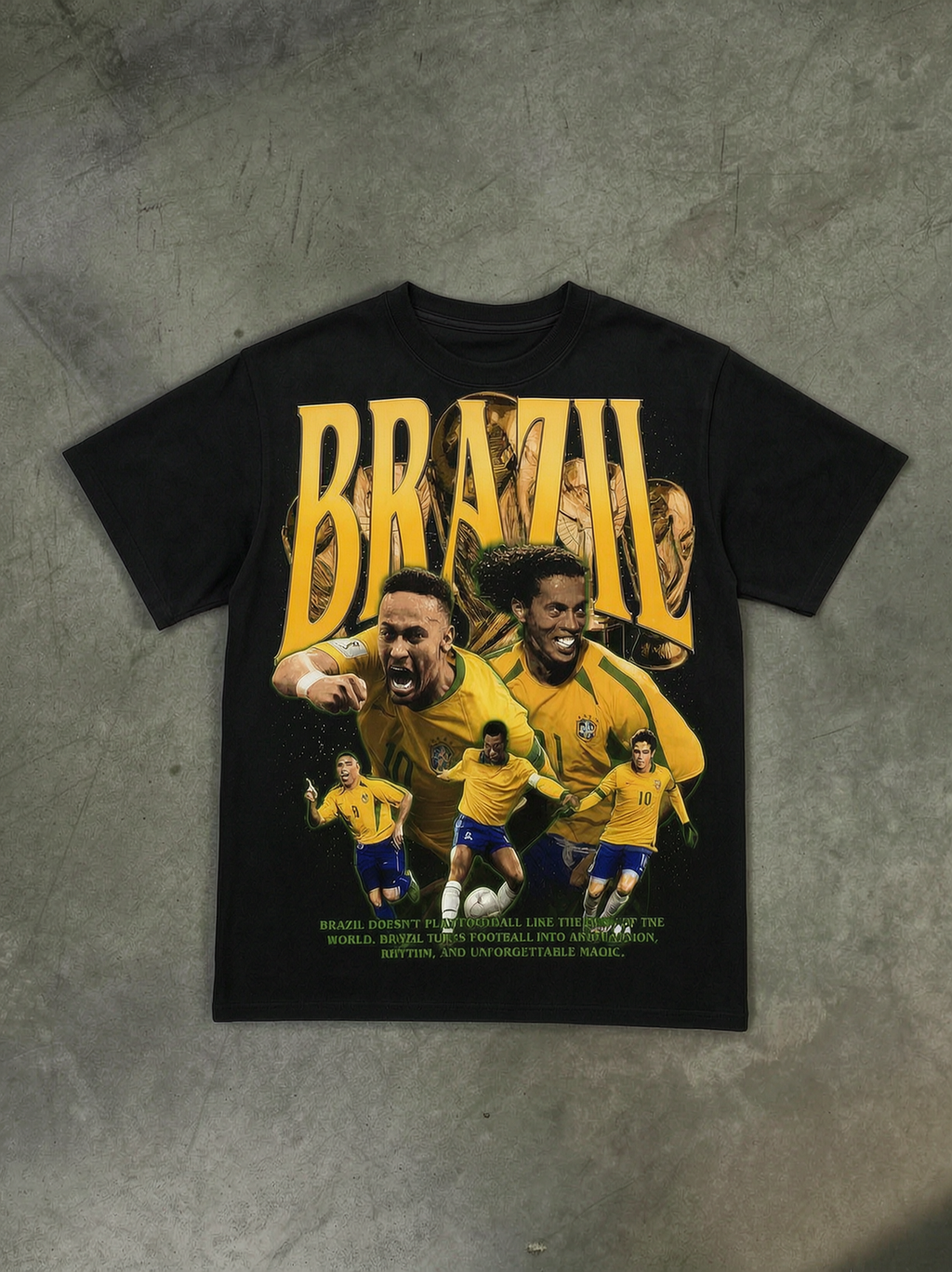 Brazil Soccer Team T‑Shirt — Vintage Neymar & Pele Football Graphic