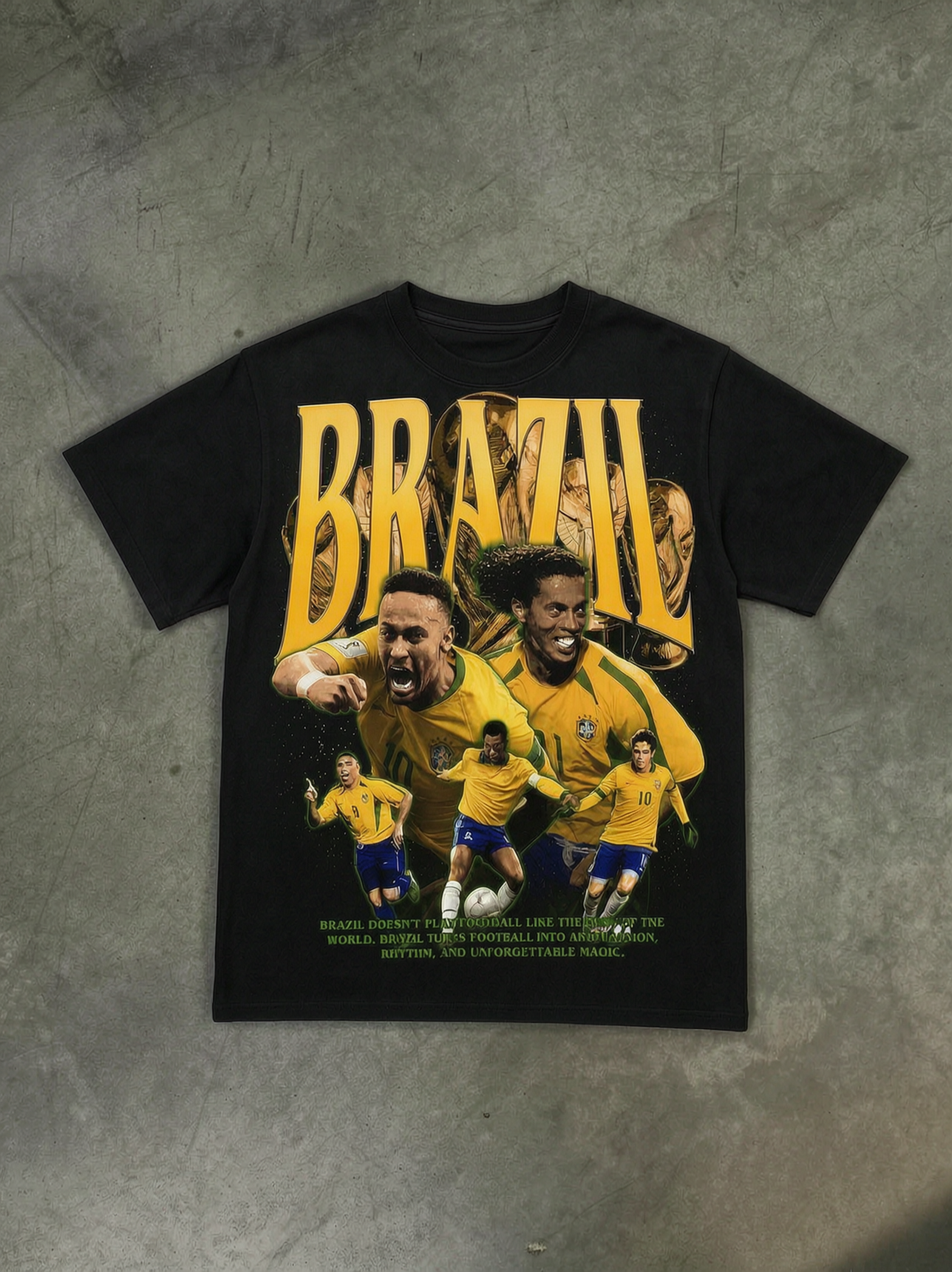 Brazil Soccer Team T‑Shirt — Vintage Neymar & Pele Football Graphic